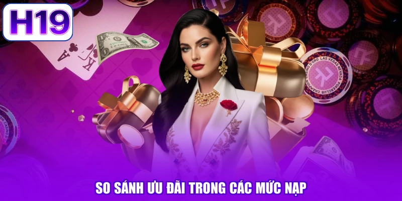 So sánh ưu đãi trong các mức nạp